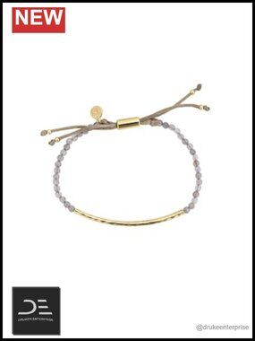 Genuine Gemstone Stretch Bracelet Gold Plated Beaded Adjustable